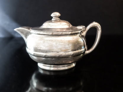 Antique Silver Soldered Union Pacific Railroad Creamer Teapot 1914 RARE Hotel Military RR Silver