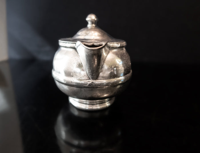 Antique Silver Soldered Union Pacific Railroad Creamer Teapot 1914 RARE Hotel Military RR Silver