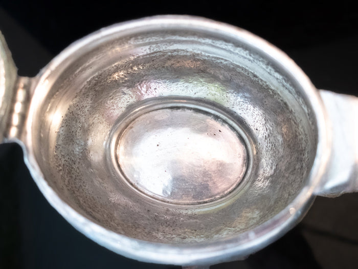 Antique Silver Soldered Union Pacific Railroad Creamer Teapot 1914 RARE Hotel Military RR Silver