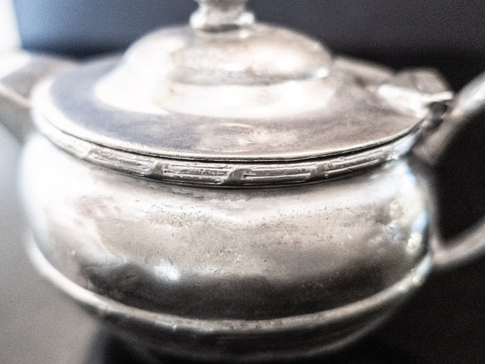Antique Silver Soldered Union Pacific Railroad Creamer Teapot 1914 RARE Hotel Military RR Silver