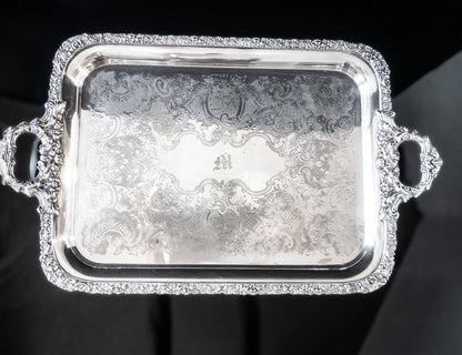 Antique XL Silver Plate Serving Tray Ellis Barker England 1906