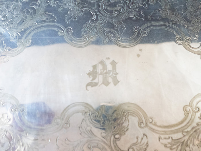 Antique XL Silver Plate Serving Tray Ellis Barker England 1906