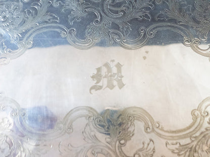 Antique XL Silver Plate Serving Tray Ellis Barker England 1906