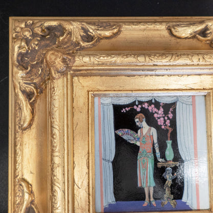 Oil Painting Woman In Art Deco Dress In Gilded Frame
