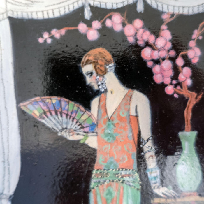 Oil Painting Woman In Art Deco Dress In Gilded Frame