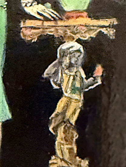 Oil Painting Woman In Art Deco Dress In Gilded Frame