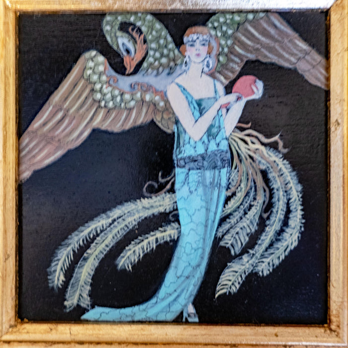 Oil Painting Woman In Gown Art Deco Gilded Framed Sortileges