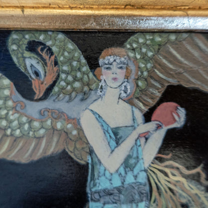 Oil Painting Woman In Gown Art Deco Gilded Framed Sortileges