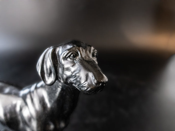 Black Foxhound Dog Sculpture Figure 9" Long Statues