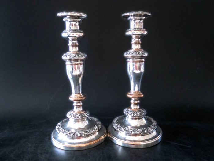 George IV Silver Plate Candle Holder Pair Old Sheffield Plate Candle Sticks Candles And Candelabra