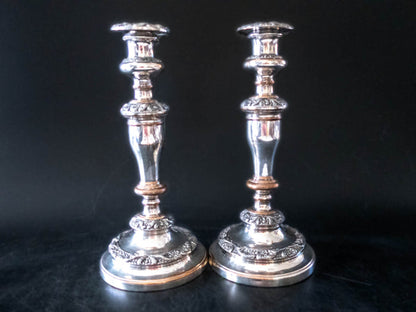George IV Silver Plate Candle Holder Pair Old Sheffield Plate Candle Sticks Candles And Candelabra
