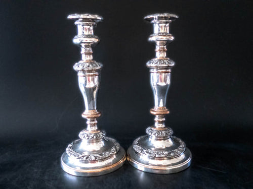 George IV Silver Plate Candle Holder Pair Old Sheffield Plate Candle Sticks Candles And Candelabra