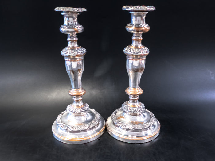 George IV Silver Plate Candle Holder Pair Old Sheffield Plate Candle Sticks Candles And Candelabra