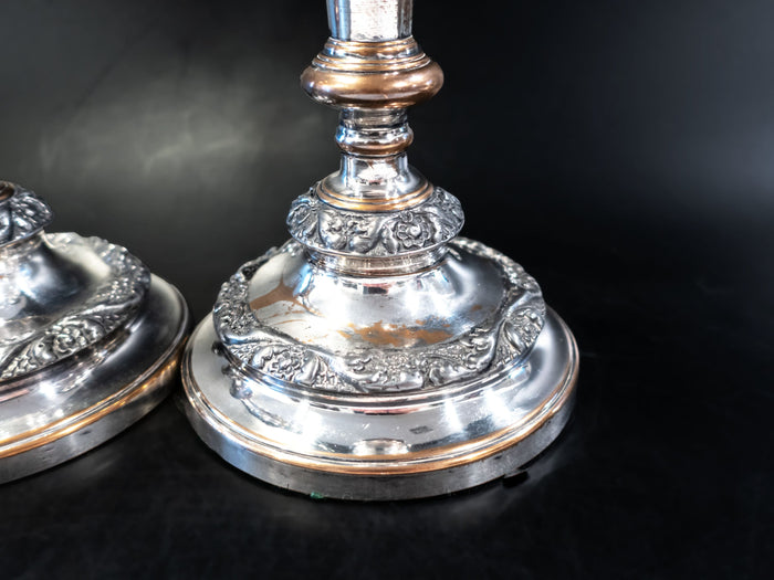 George IV Silver Plate Candle Holder Pair Old Sheffield Plate Candle Sticks Candles And Candelabra