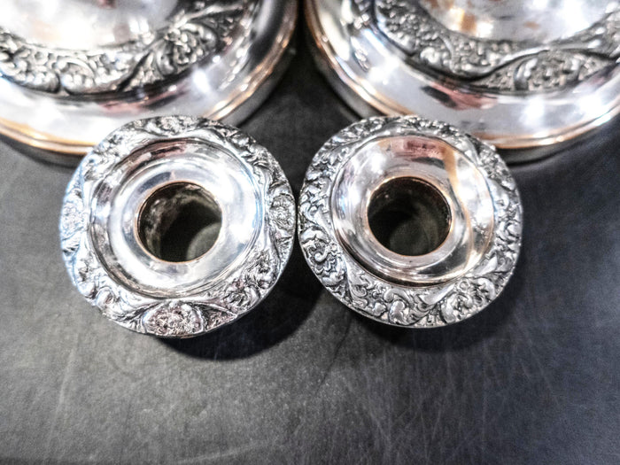 George IV Silver Plate Candle Holder Pair Old Sheffield Plate Candle Sticks Candles And Candelabra