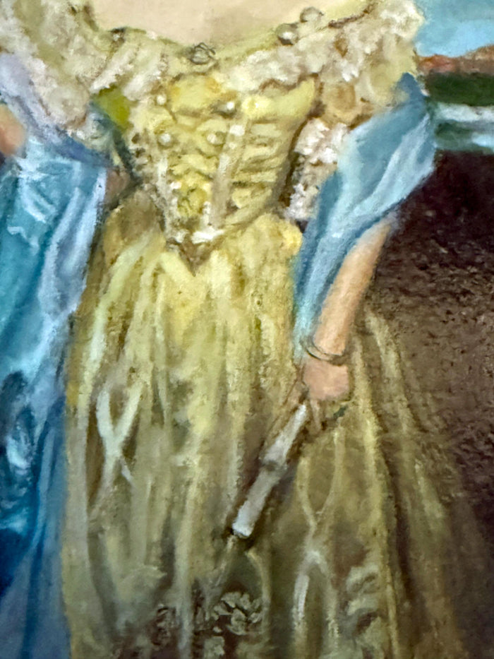 Gilded Age Style Oil Painting Portrait Woman in Gown Framed Art