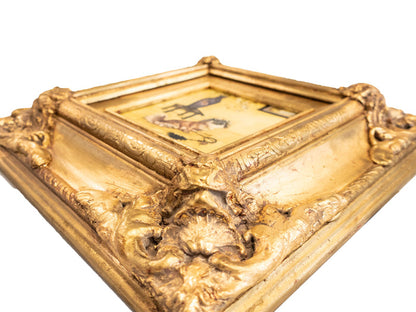 Gilded Framed Oil Painting Pekingese Dog And Vase Antique Style Paintings And Art