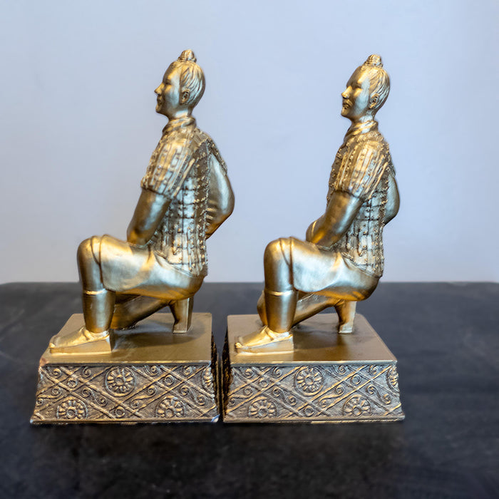 Gold Chinese Warrior Bookends