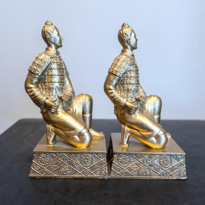 Gold Chinese Warrior Bookends
