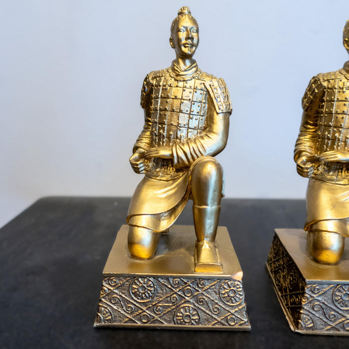 Gold Chinese Warrior Bookends