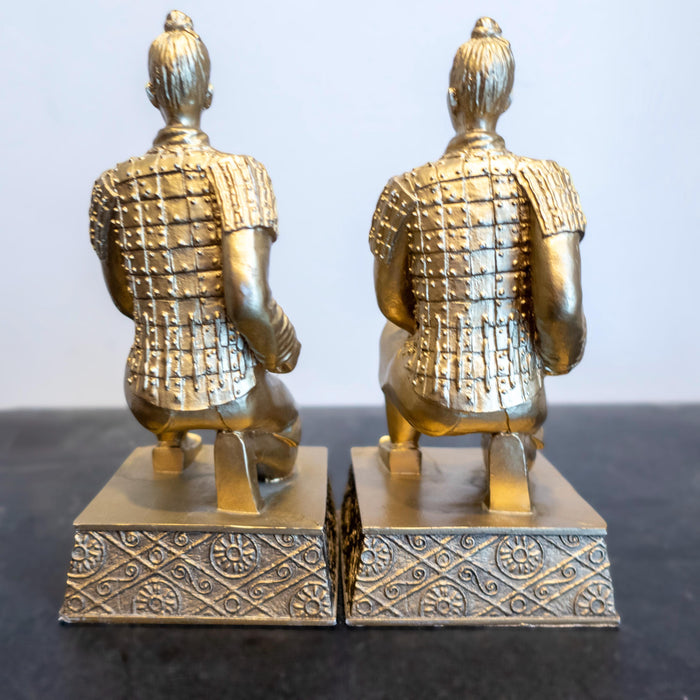 Gold Chinese Warrior Bookends