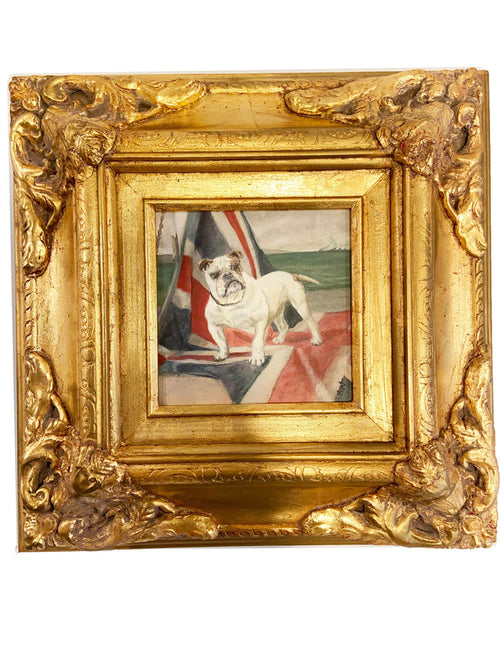 Gold Framed Oil Painting Bulldog British Flag Antique Style Paintings And Art