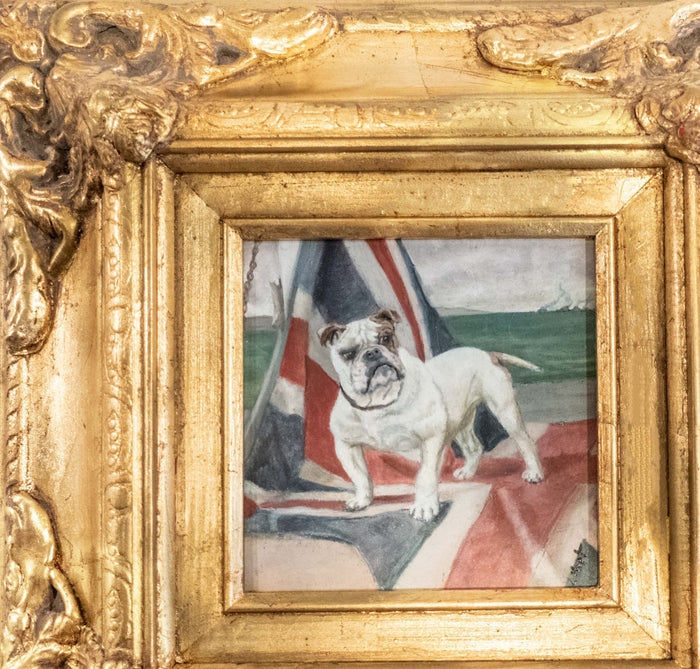 Gold Framed Oil Painting Bulldog British Flag Antique Style Paintings And Art