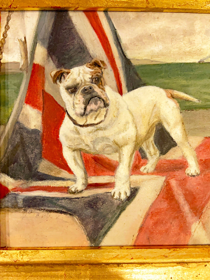 Gold Framed Oil Painting Bulldog British Flag Antique Style Paintings And Art