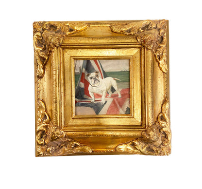 Gold Framed Oil Painting Bulldog British Flag Antique Style Paintings And Art