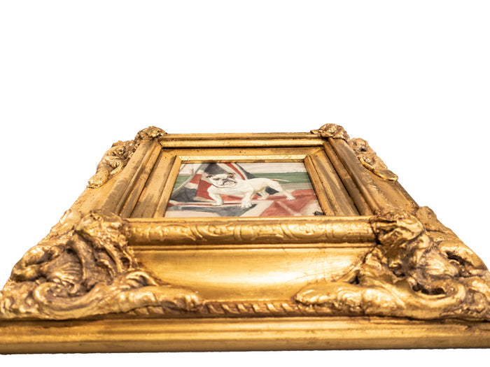 Gold Framed Oil Painting Bulldog British Flag Antique Style Paintings And Art
