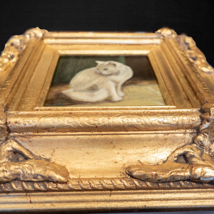 Gold Framed Oil Painting Persian Cat Antique Style