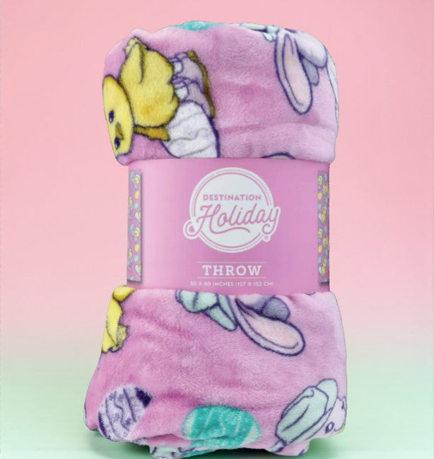 H-E-B Destination Holiday Easter Throw Blanket - Cowboy Bunny & Chick