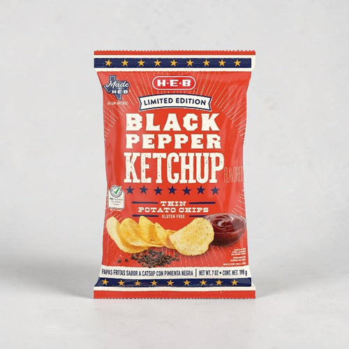 H-E-B Limited Edition Black Pepper & Ketchup Thin Potato Chips
