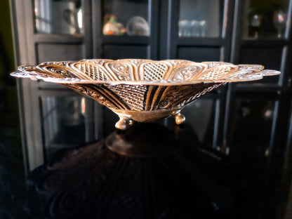 Hand Chased Copper Bowl Open Work Lattice Made In Greece Trays