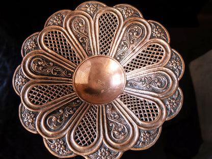 Hand Chased Copper Bowl Open Work Lattice Made In Greece Trays