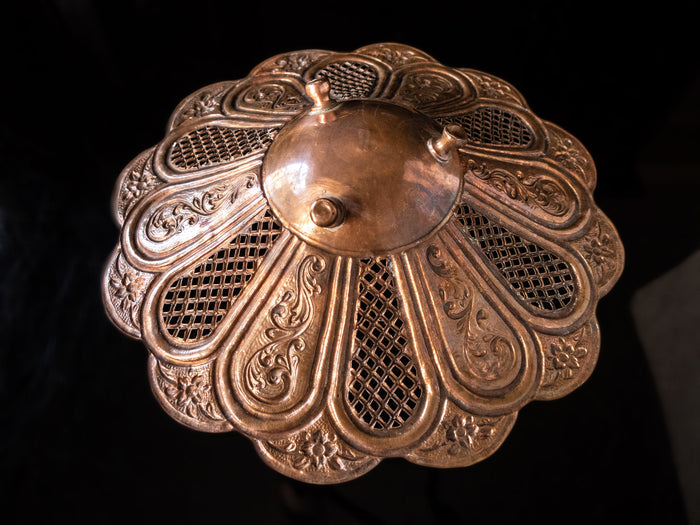 Hand Chased Copper Bowl Open Work Lattice Made In Greece Trays