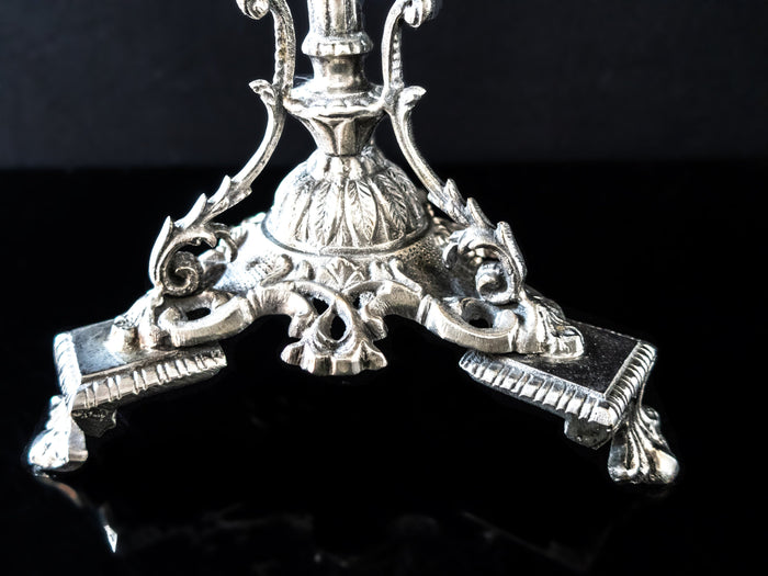 Huge Silver Tone Candelabra Rococo 4 Light Candelabra Candle Holder 18" Candles And Candelabra