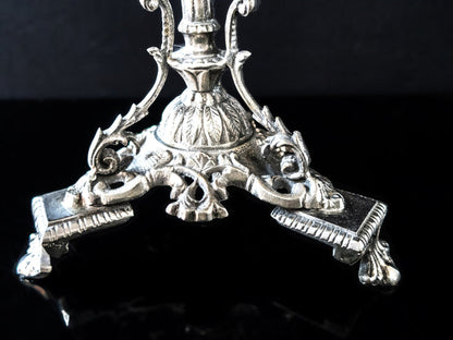Huge Silver Tone Candelabra Rococo 4 Light Candelabra Candle Holder 18" Candles And Candelabra