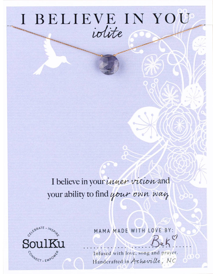 Iolite Gemstone Necklace - I Believe in You Iolite I Believe in You Necklace | Gemstone Gift for Her | The Red Owl Necklaces