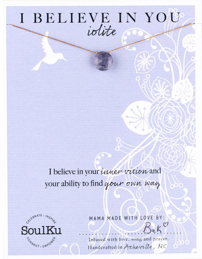 Iolite Gemstone Necklace - I Believe in You Iolite I Believe in You Necklace | Gemstone Gift for Her | The Red Owl Necklaces