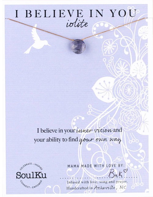 Iolite Gemstone Necklace - I Believe in You Iolite I Believe in You Necklace | Gemstone Gift for Her | The Red Owl Necklaces