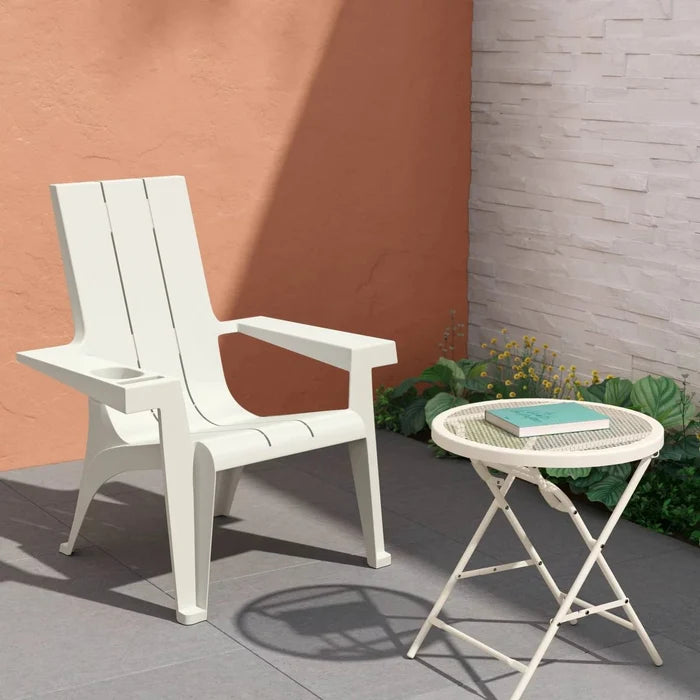 Ivory Round Metal Mesh Patio End Table - Wichita Home Outlet