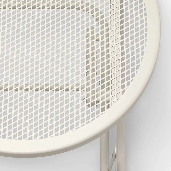 Ivory Round Metal Mesh Patio End Table - Wichita Home Outlet