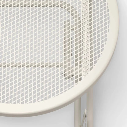 Ivory Round Metal Mesh Patio End Table - Wichita Home Outlet