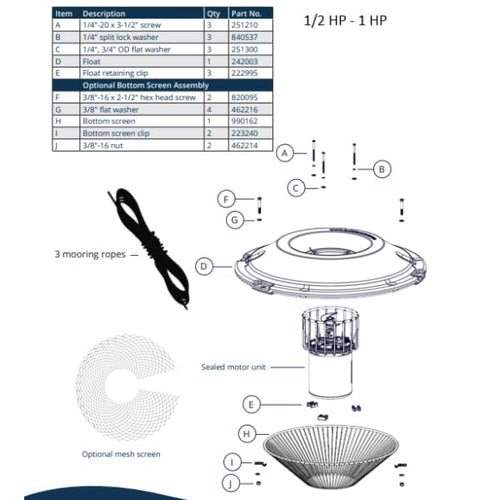 Kasco® Surface Aerator Replacement Parts