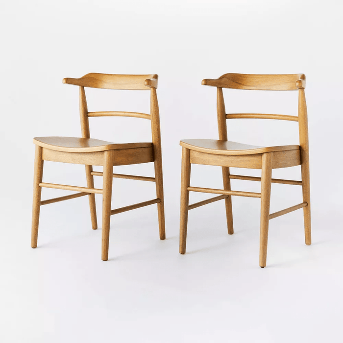 Kaysville Curved Back Wood Dining Chair - Natural (Set of 2) - Wichita Home Outlet