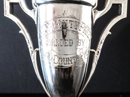 Large Antique Silver Plate Trophy Loving Cup Todd County Fair Late 1800s
