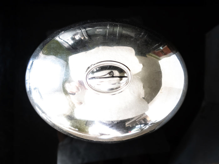 Large Antique Silver Soldered Meat Dome Food Cloche Hotel Silver Hotel Military RR Silver