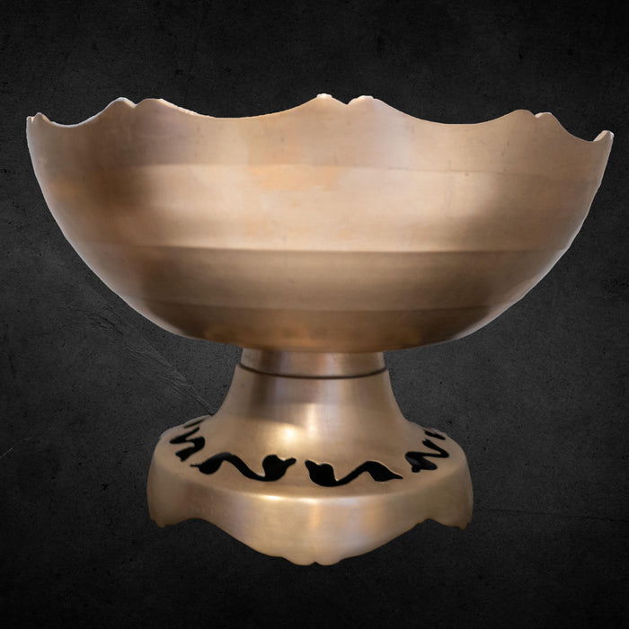 Large Brass Punch Bowl Set With 12 Cups and Ladle Gold