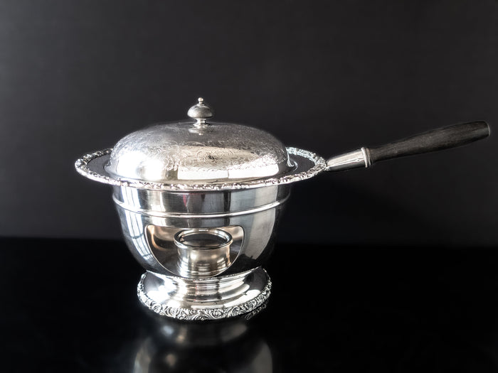Large Silver Plate Covered Chafing Dish Warming Serving Dish Beverly Manor